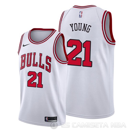 Camiseta Thaddeus Young #21 Chicago Bulls Association Blanco - Haga un click en la imagen para cerrar
